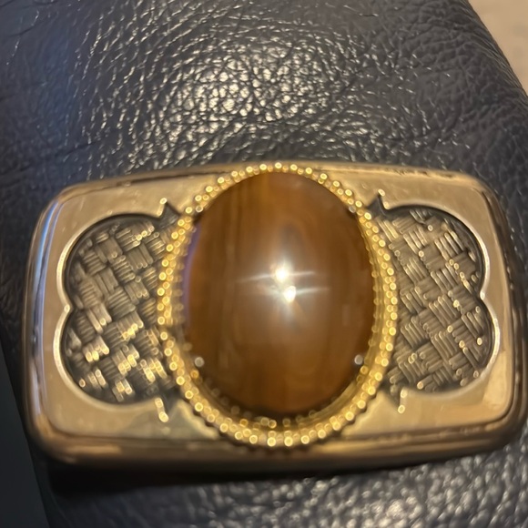 Silver Stone “Tiger Eye” Cabachon  Belt Buckle - Picture 4 of 11